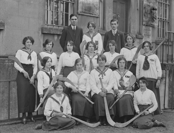 A team of camogie players in 1915, from the National Library of Ireland.